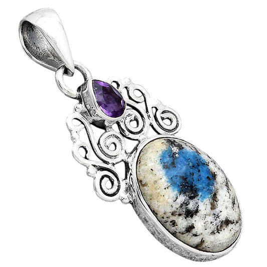 K2 Blue Azurite In Quartz & Amethyst Pendant P-1697 SDP154208