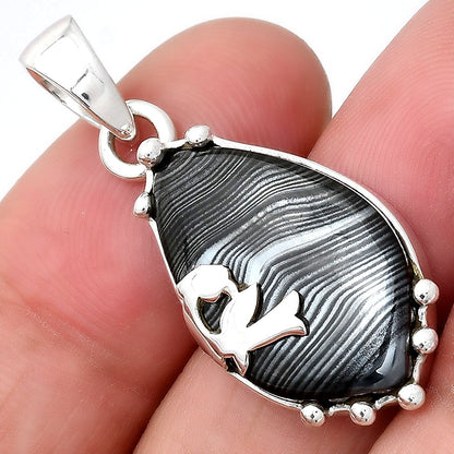 Crown Of Silver Psilomelane - Black Malachite Pendant P-1698 SDP154216
