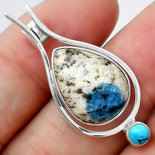 K2 Blue Azurite In Quartz & Turquoise Pendant P-1671 SDP154265