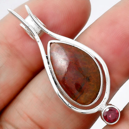 Natural Red Moss Agate and Garnet Pendant P-1671 SDP154268