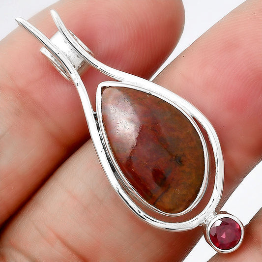 Natural Red Moss Agate and Garnet Pendant P-1671 SDP154268