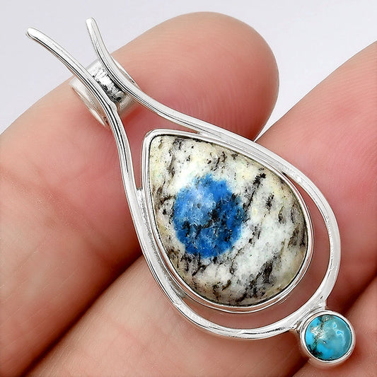K2 Blue Azurite In Quartz & Turquoise Pendant P-1671 SDP154270