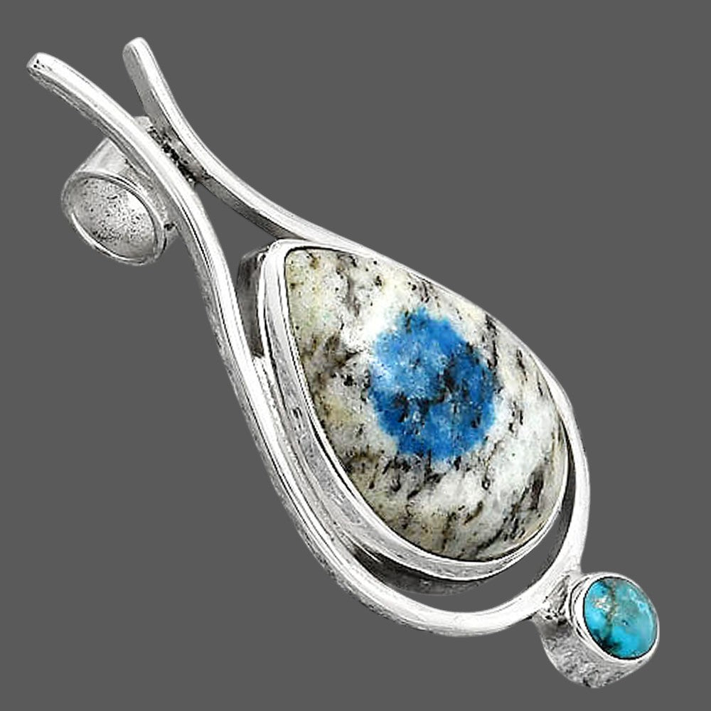 K2 Blue Azurite In Quartz & Turquoise Pendant P-1671 SDP154270