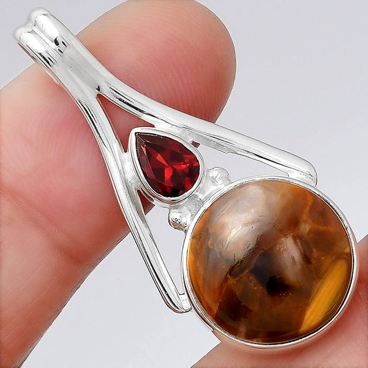 Pietersite - Namibia and Garnet Pendant P-1006 SDP154274