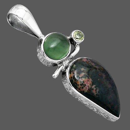 Blood Stone, Nephrite Jade & Peridot Pendant P-1708 SDP154278