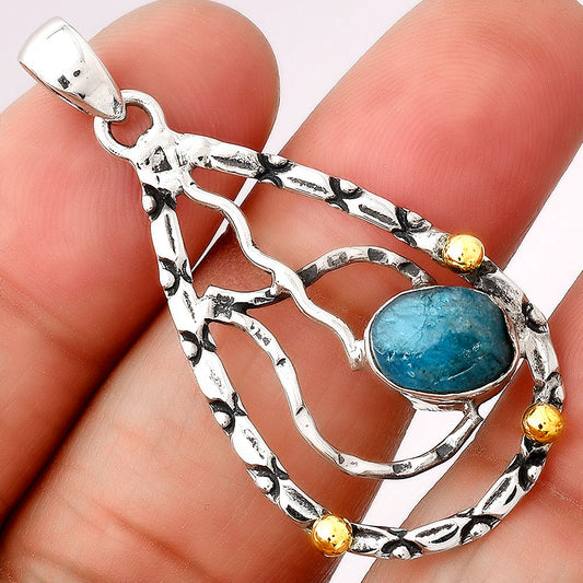 Neon Blue Apatite Rough - Madagascar Pendant P-1709 SDP154285