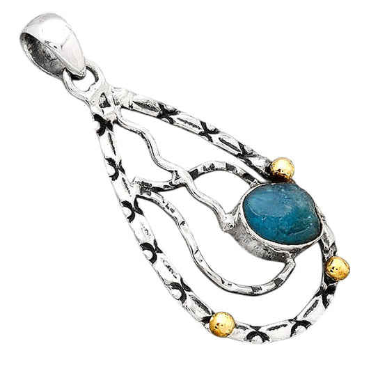 Neon Blue Apatite Rough - Madagascar Pendant P-1709 SDP154285