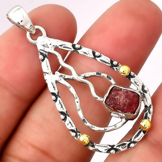 Natural Pink Tourmaline Rough Pendant P-1709 SDP154290