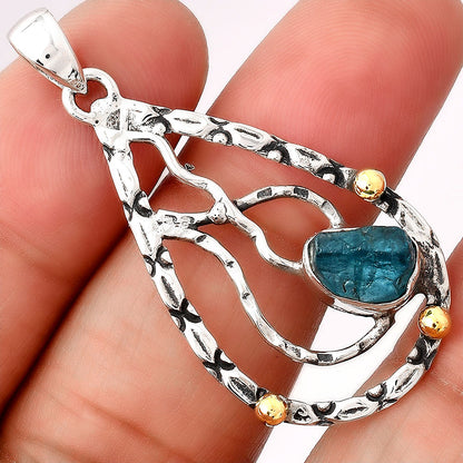 Neon Blue Apatite Rough - Madagascar Pendant P-1709 SDP154292