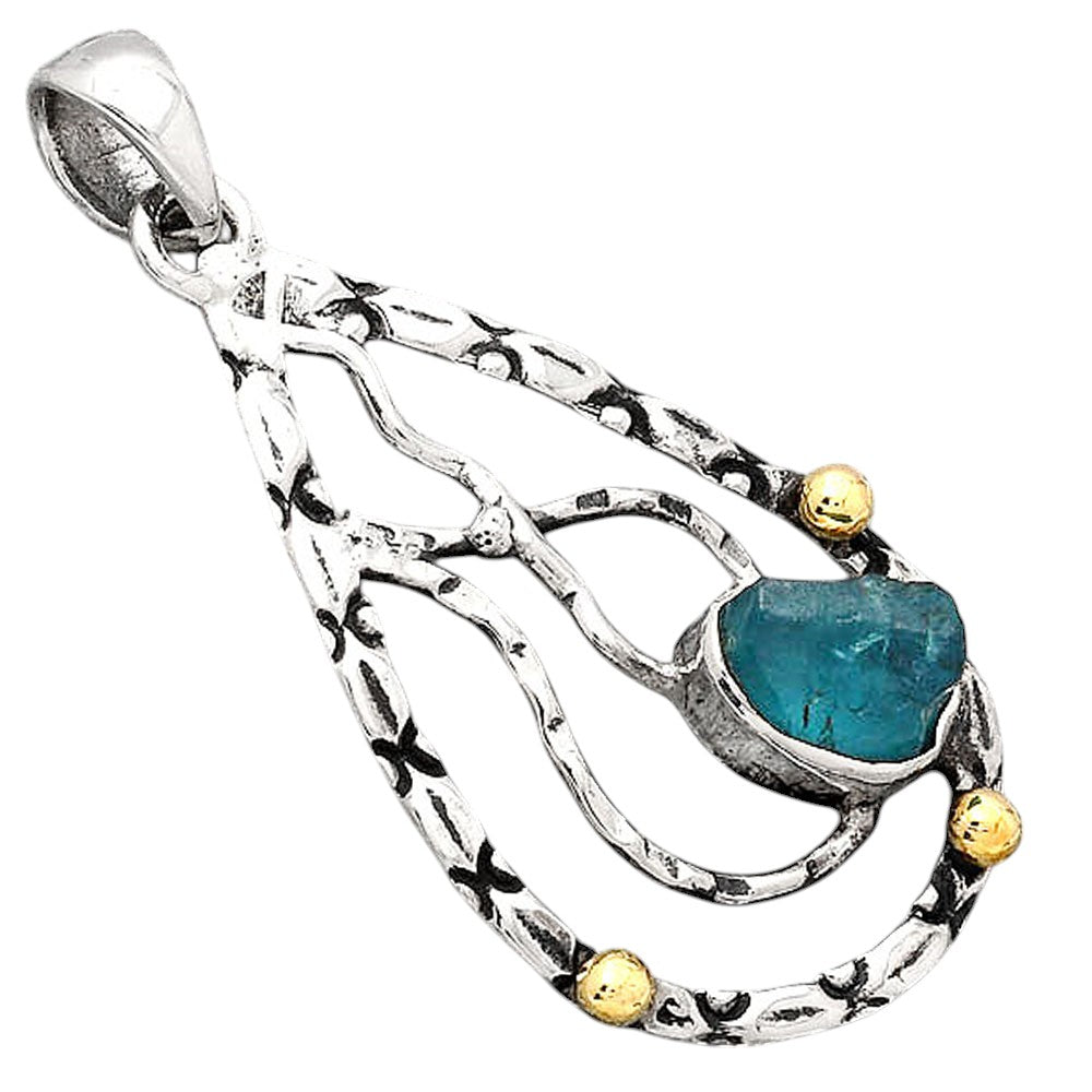 Neon Blue Apatite Rough - Madagascar Pendant P-1709 SDP154292