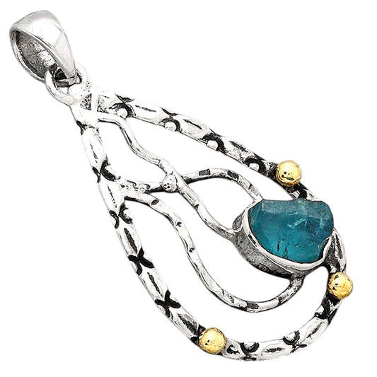 Neon Blue Apatite Rough - Madagascar Pendant P-1709 SDP154292
