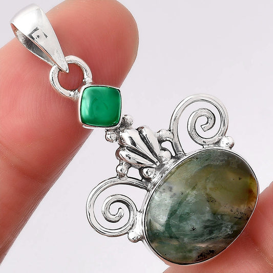 Dendritic Chrysoprase - Africa and Green Onyx Pendant P-1710 SDP154300