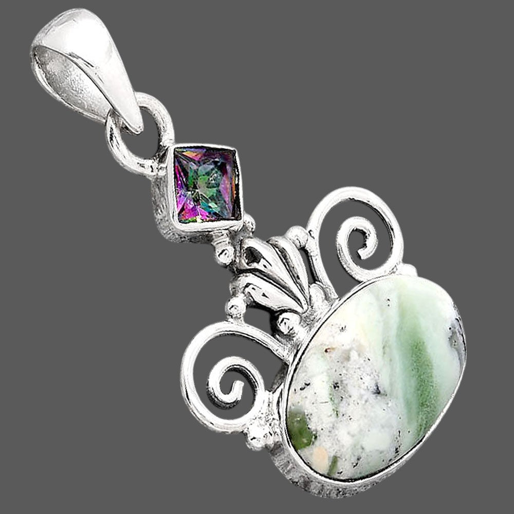 Dendritic Chrysoprase Africa and Mystic Topaz Pendant P-1710 SDP154301
