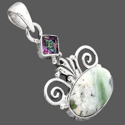 Dendritic Chrysoprase Africa and Mystic Topaz Pendant P-1710 SDP154301