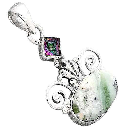Dendritic Chrysoprase Africa and Mystic Topaz Pendant P-1710 SDP154301