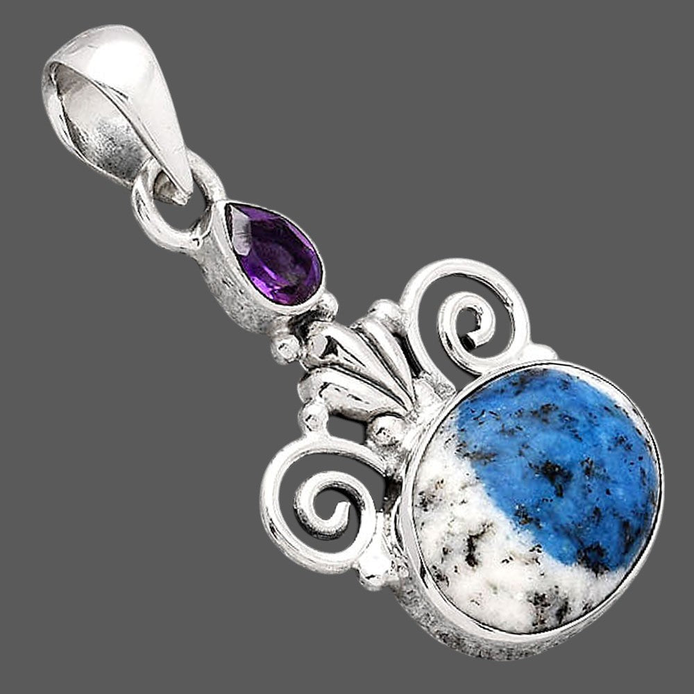K2 Blue Azurite In Quartz & Amethyst Pendant P-1710 SDP154304