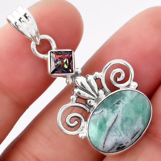 Dendritic Chrysoprase Africa and Mystic Topaz Pendant P-1710 SDP154306