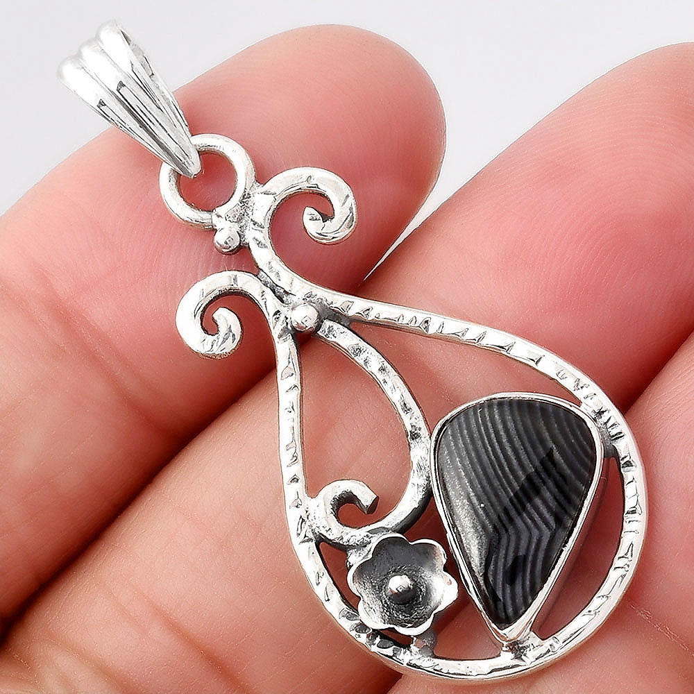 Crown Of Silver Psilomelane - Black Malachite Pendant P-1714 SDP154349