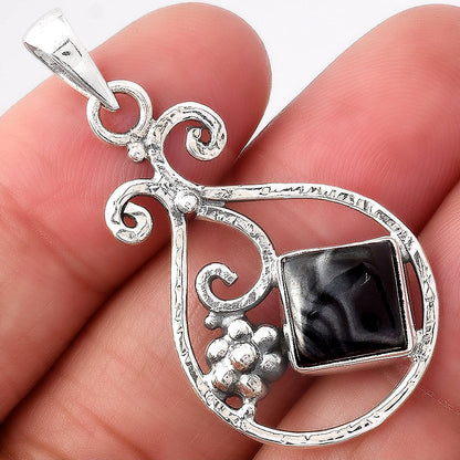Crown Of Silver Psilomelane - Black Malachite Pendant P-1714 SDP154350