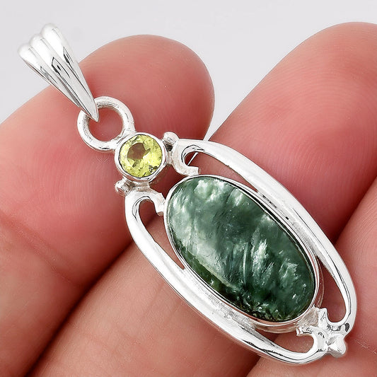 Russian Seraphinite and Peridot Pendant P-1623 SDP154368