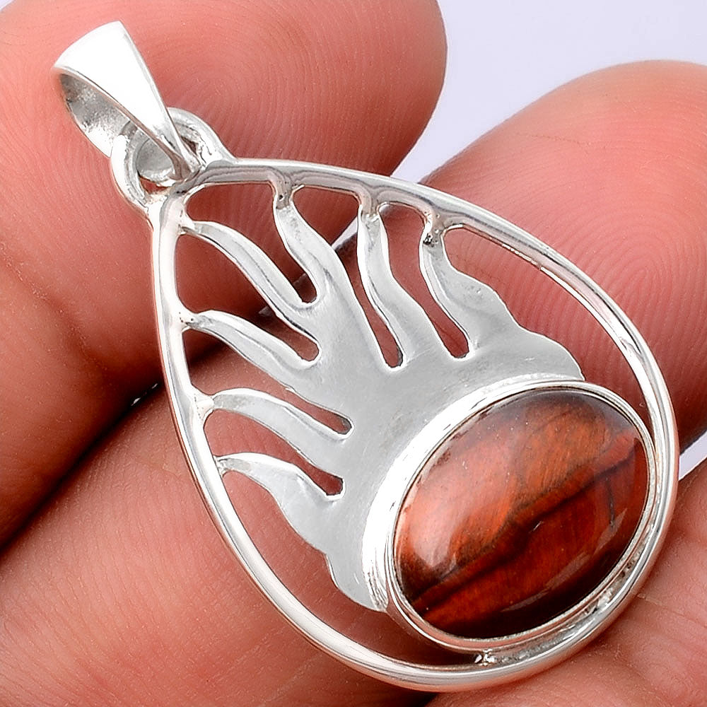 Fire Flame - Natural Red Tiger Eye Pendant P-1209 SDP154482