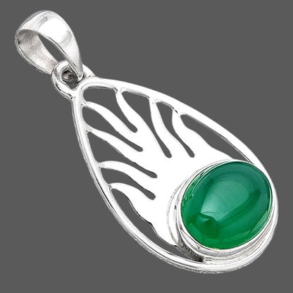 Fire Flame - Natural Green Onyx Pendant P-1209 SDP154485