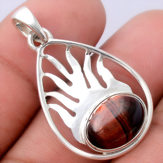 Fire Flame - Natural Red Tiger Eye Pendant P-1209 SDP154490