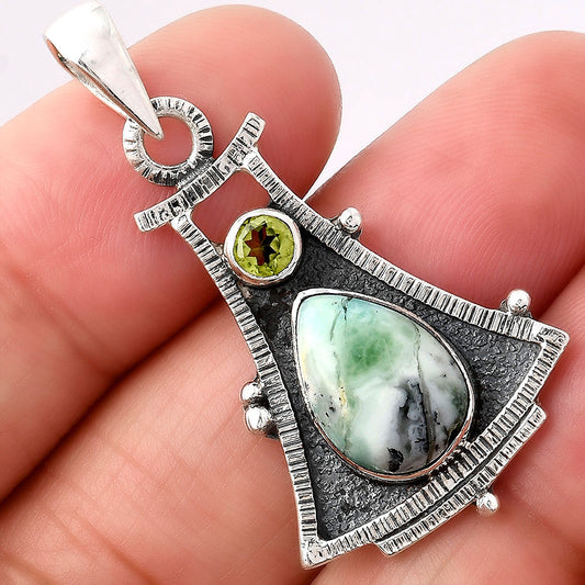 Dendritic Chrysoprase - Africa and Peridot Pendant P-1450 SDP154549