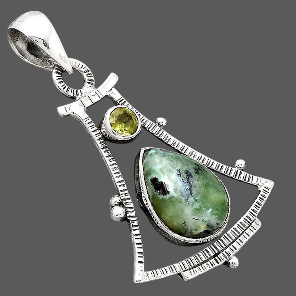 Dendritic Chrysoprase - Africa and Peridot Pendant P-1450 SDP154551