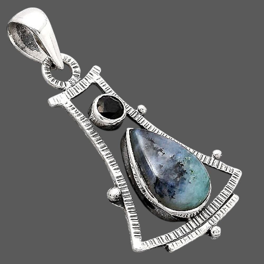 Dendritic Chrysoprase - Africa and Black Onyx Pendant P-1450 SDP154554