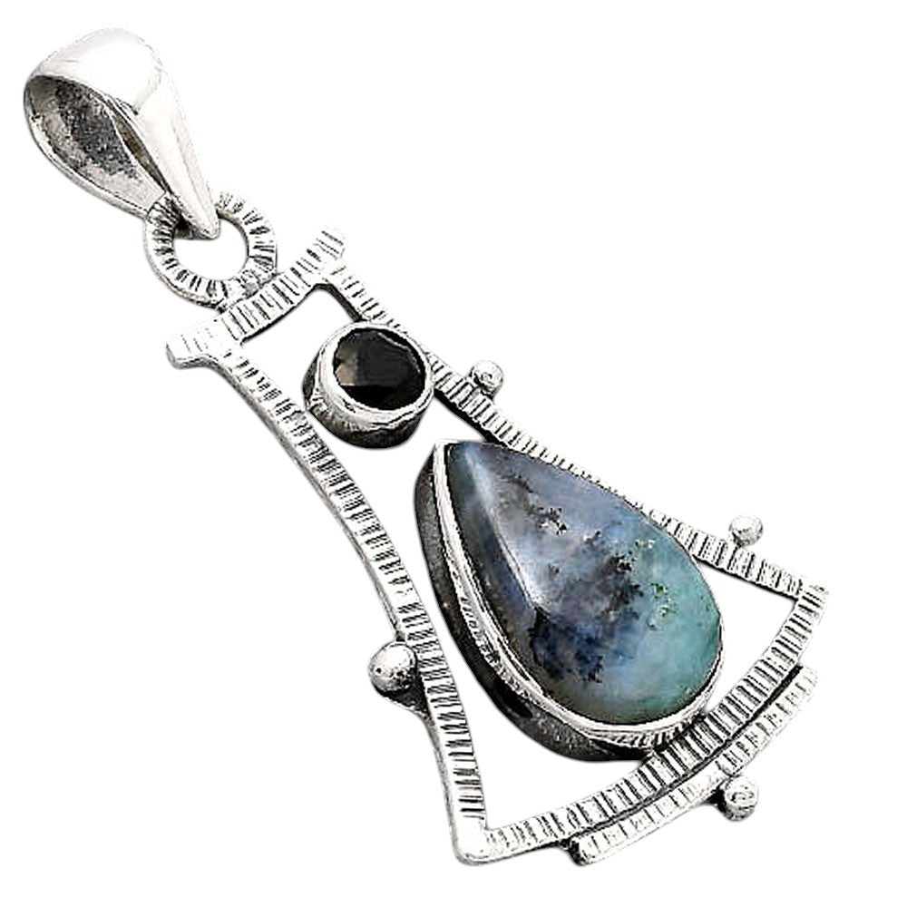 Dendritic Chrysoprase - Africa and Black Onyx Pendant P-1450 SDP154554