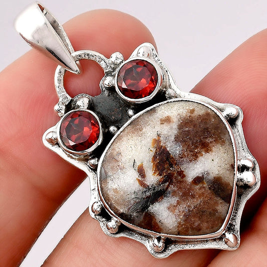 Owl Astrophyllite Russia and Garnet Pendant P-1449 SDP154555