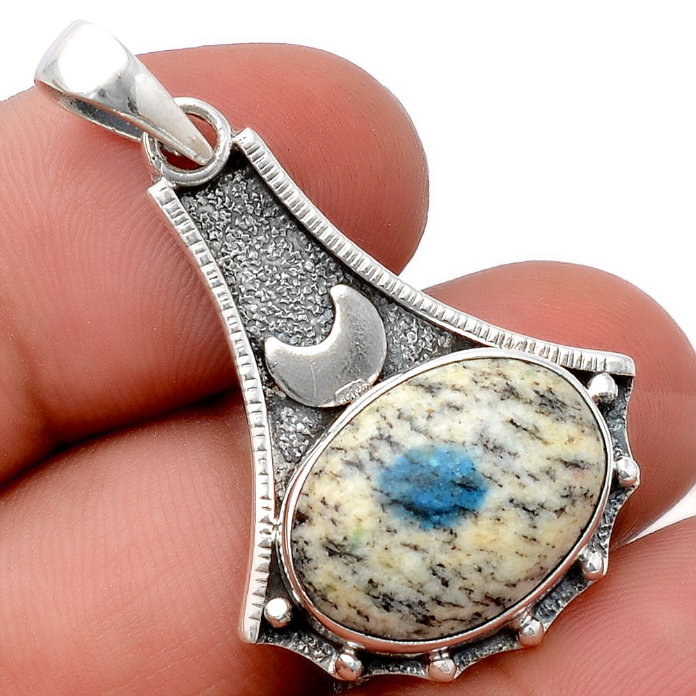 Crescent Moon - K2 Blue - Azurite In Quartz Pendant P-1715 SDP154558