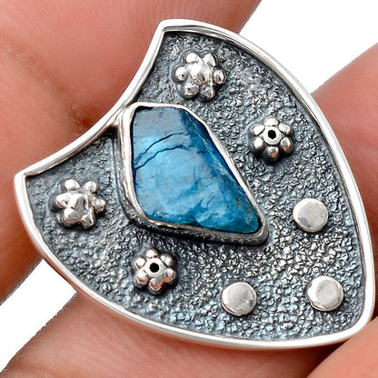 Neon Blue Apatite Rough - Madagascar Pendant P-1477 SDP154581