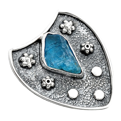 Neon Blue Apatite Rough - Madagascar Pendant P-1477 SDP154581