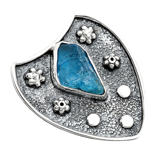 Neon Blue Apatite Rough - Madagascar Pendant P-1477 SDP154581