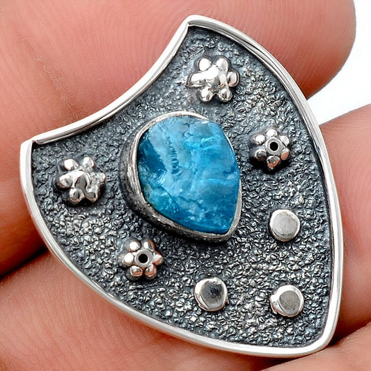 Neon Blue Apatite Rough - Madagascar Pendant P-1477 SDP154587