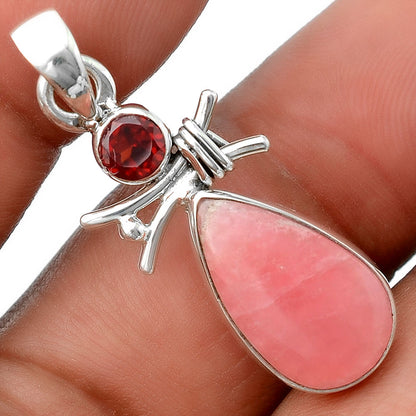 Rhodochrosite Argentina and Garnet Pendant P-1243 SDP154592