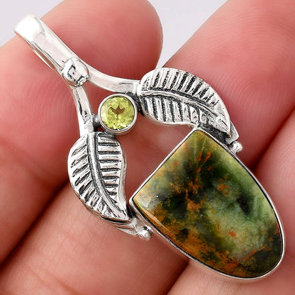 Turkish Rainforest Chrysocolla and Peridot Pendant P-1416 SDP154593