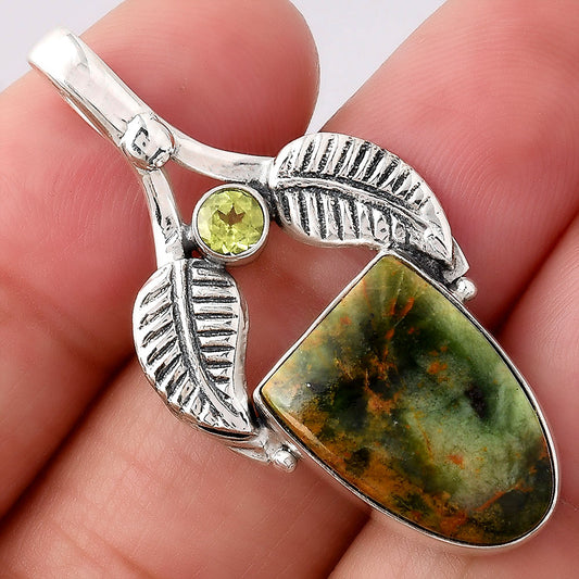 Turkish Rainforest Chrysocolla and Peridot Pendant P-1416 SDP154593
