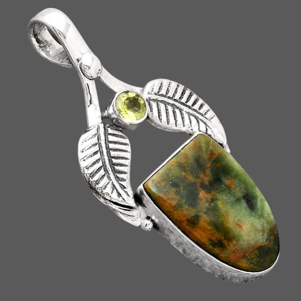 Turkish Rainforest Chrysocolla and Peridot Pendant P-1416 SDP154593