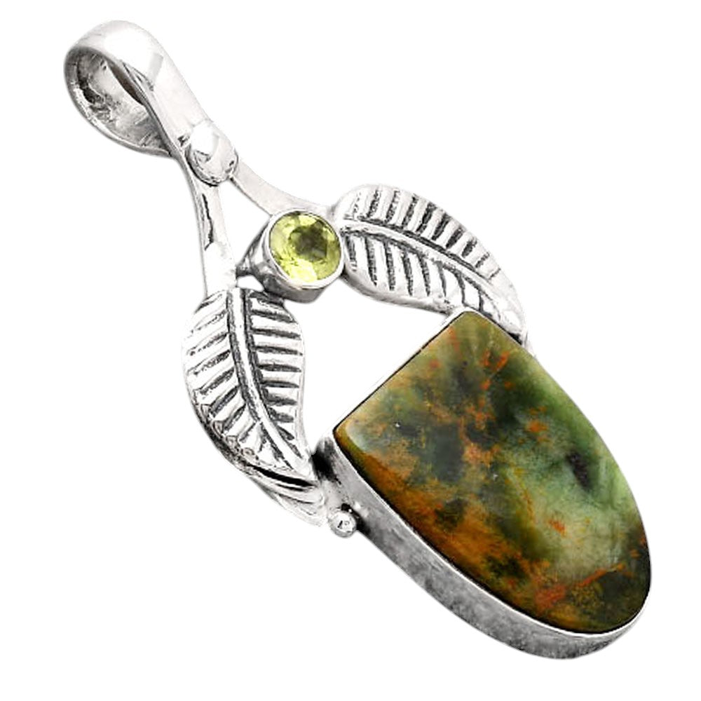 Turkish Rainforest Chrysocolla and Peridot Pendant P-1416 SDP154593
