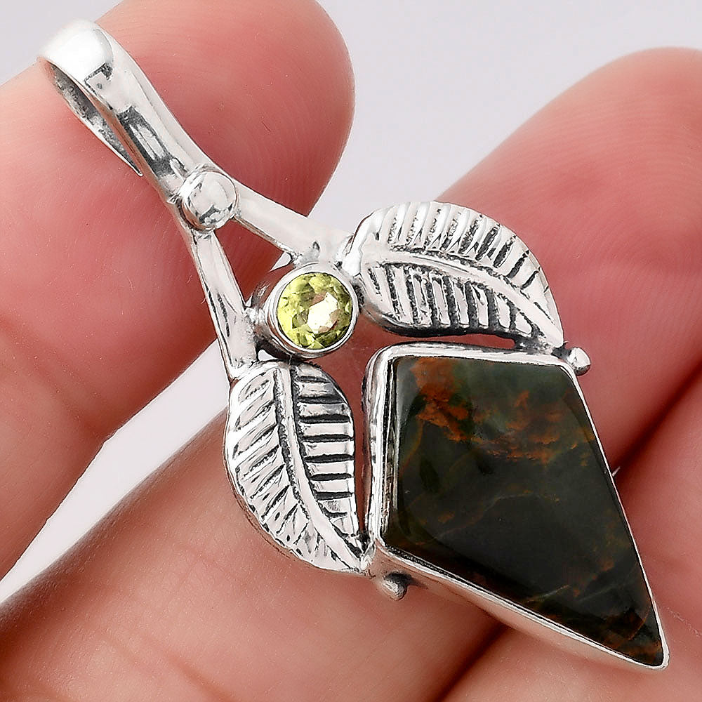 Turkish Rainforest Chrysocolla and Peridot Pendant P-1416 SDP154598