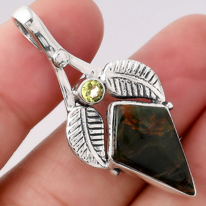 Turkish Rainforest Chrysocolla and Peridot Pendant P-1416 SDP154598