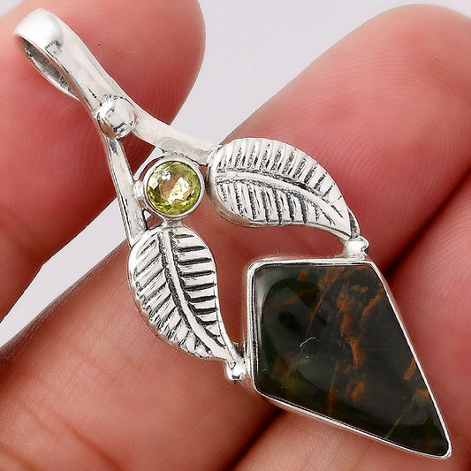 Turkish Rainforest Chrysocolla and Peridot Pendant P-1416 SDP154600