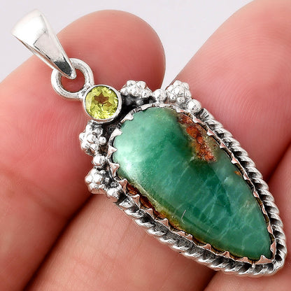 Boulder Chrysoprase and Peridot Pendant P-1482 SDP154609