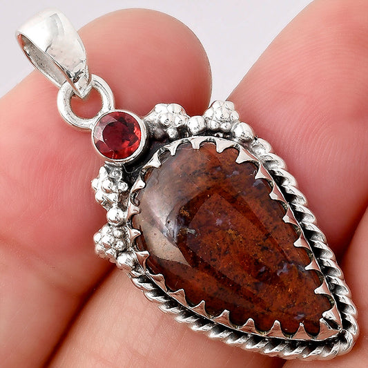 Natural Red Moss Agate and Garnet Pendant P-1482 SDP154614