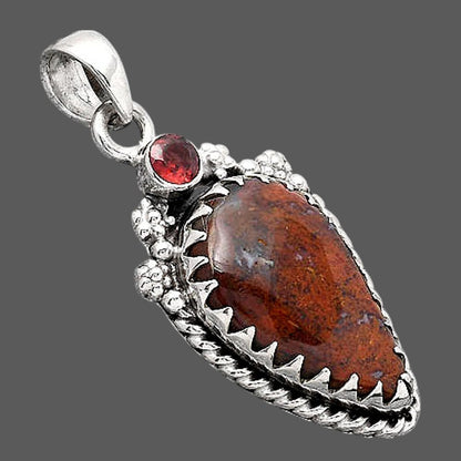 Natural Red Moss Agate and Garnet Pendant P-1482 SDP154614