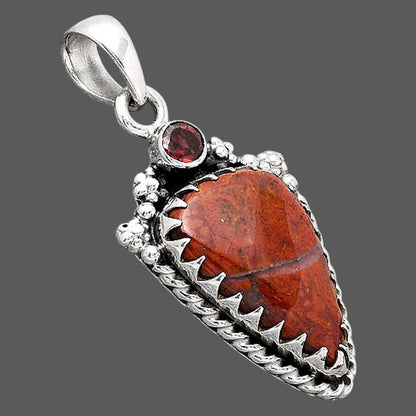 Natural Red Moss Agate and Garnet Pendant P-1482 SDP154616