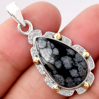 Natural Snow Flake Obsidian Pendant P-1485 SDP154627